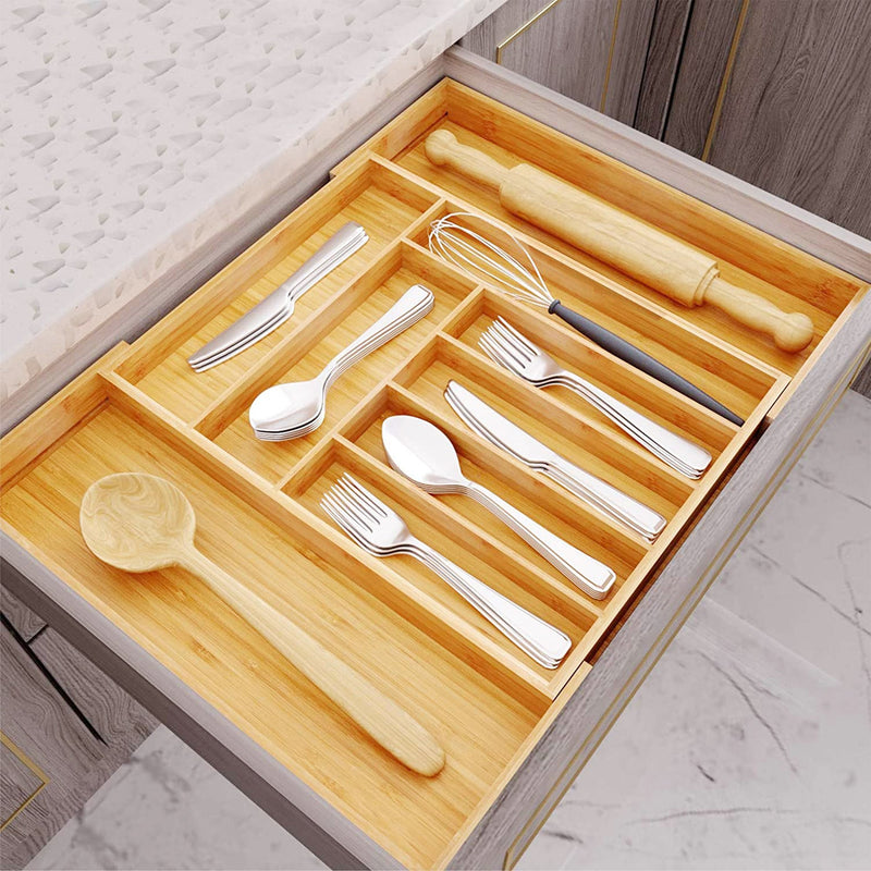 Expandable Bamboo Kitchen Drawer Organizer