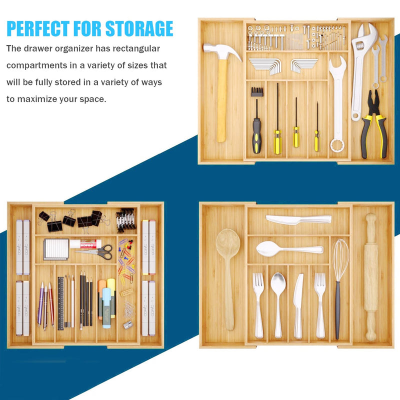 Expandable Bamboo Kitchen Drawer Organizer