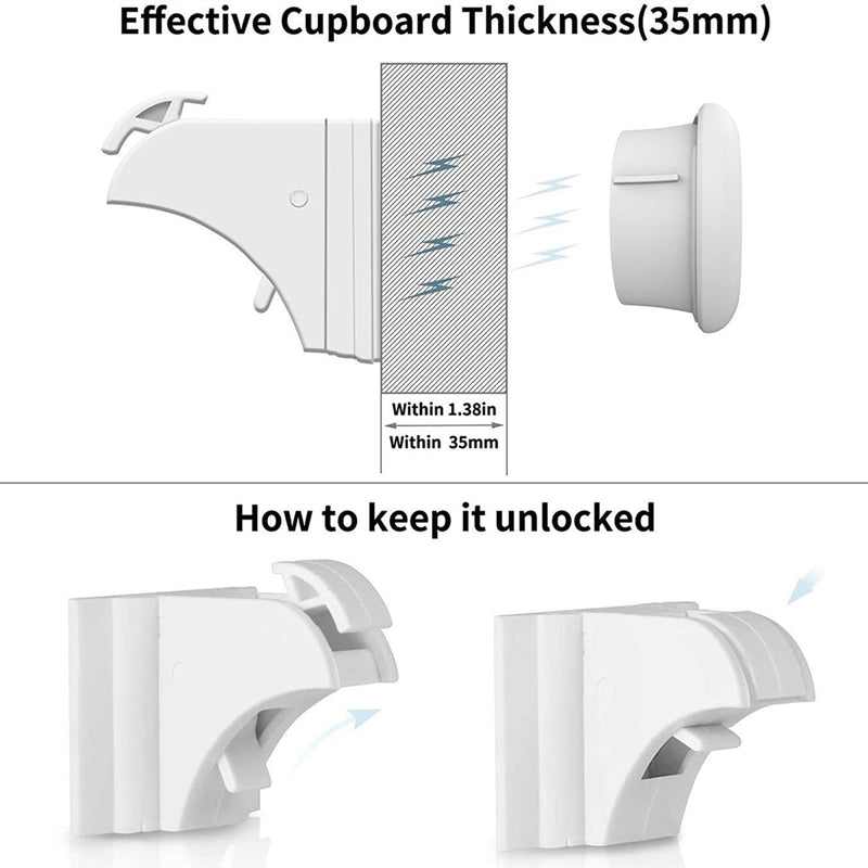 Child Safety Magnetic Cabinet Lock - 4 Locks & 1 Key Set