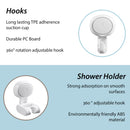 Suction Cup Shower Head Holder & Hooks Set