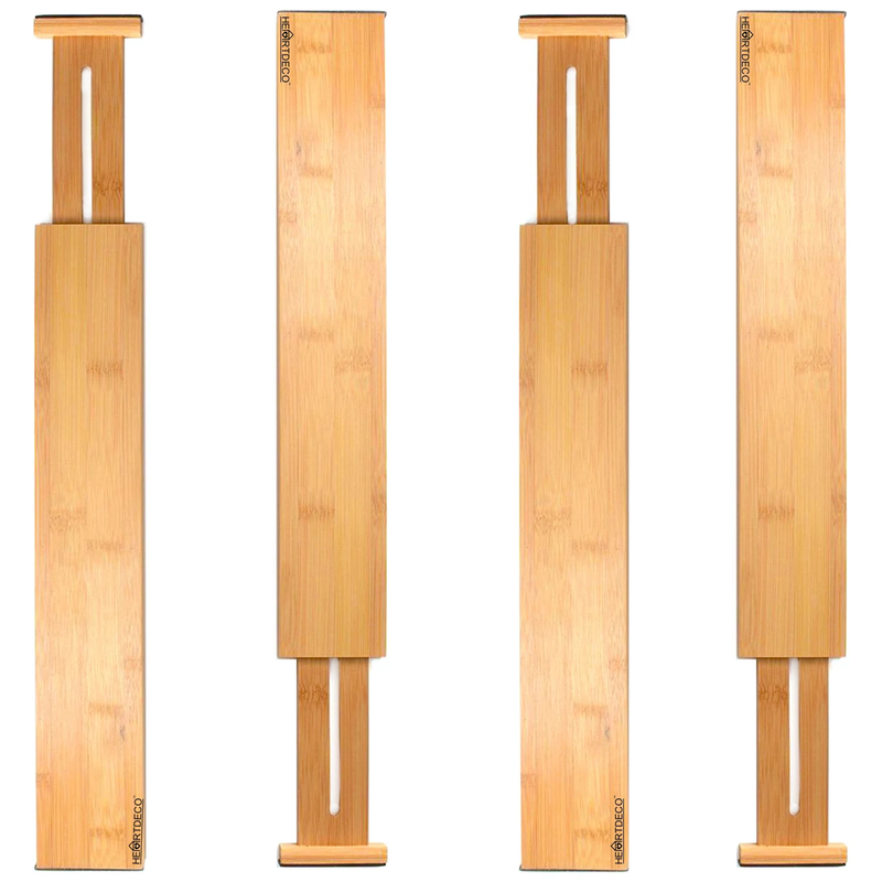 Expandable Bamboo Drawer Dividers - 4Pcs Pack