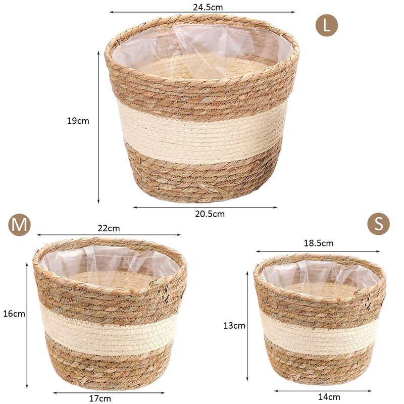 Handwoven Flower Basket Planter 3PCs Set