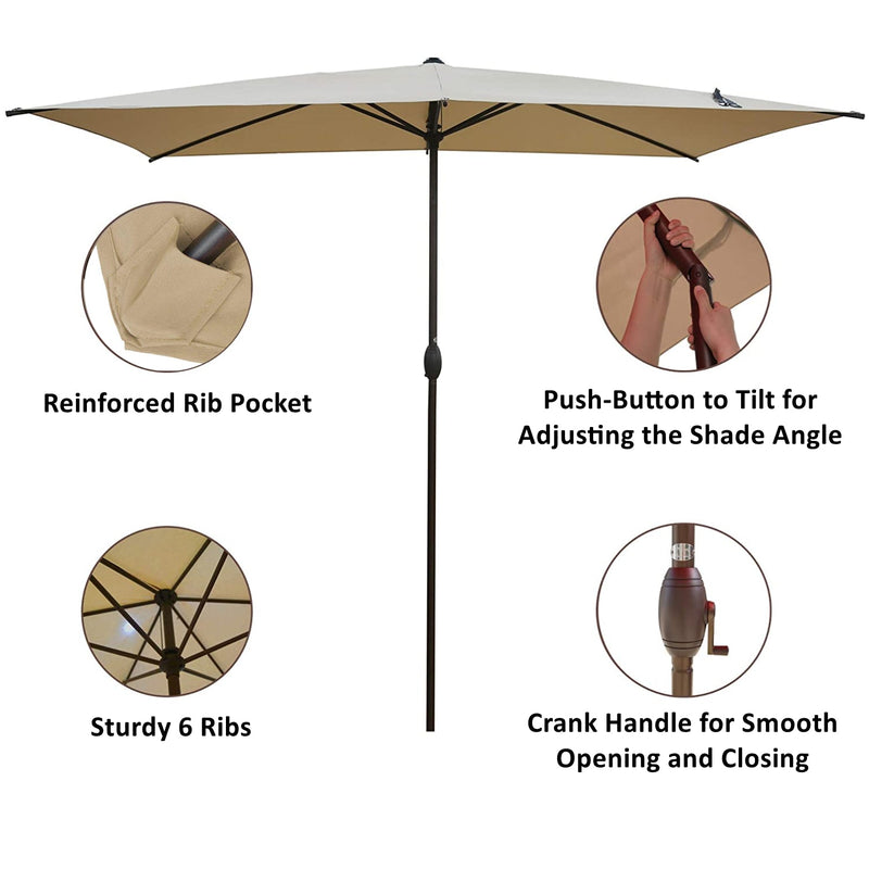 Rectangle Patio Parasol Sunshade with Base Set -3m x 2m