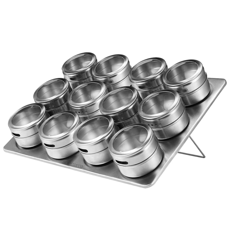 12Pcs Stainless Steel Seasoning Jar Set