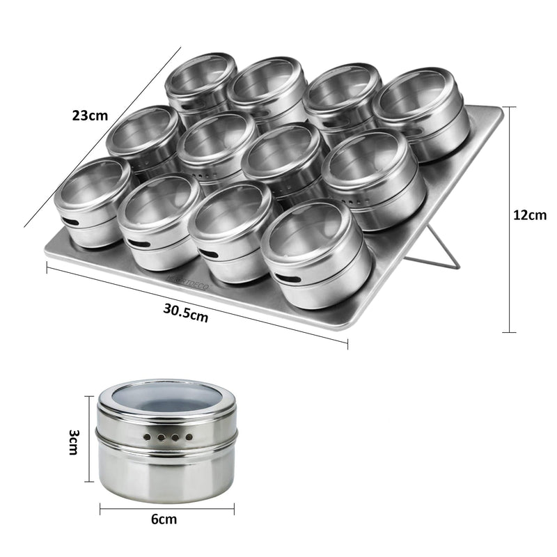 12Pcs Stainless Steel Seasoning Jar Set