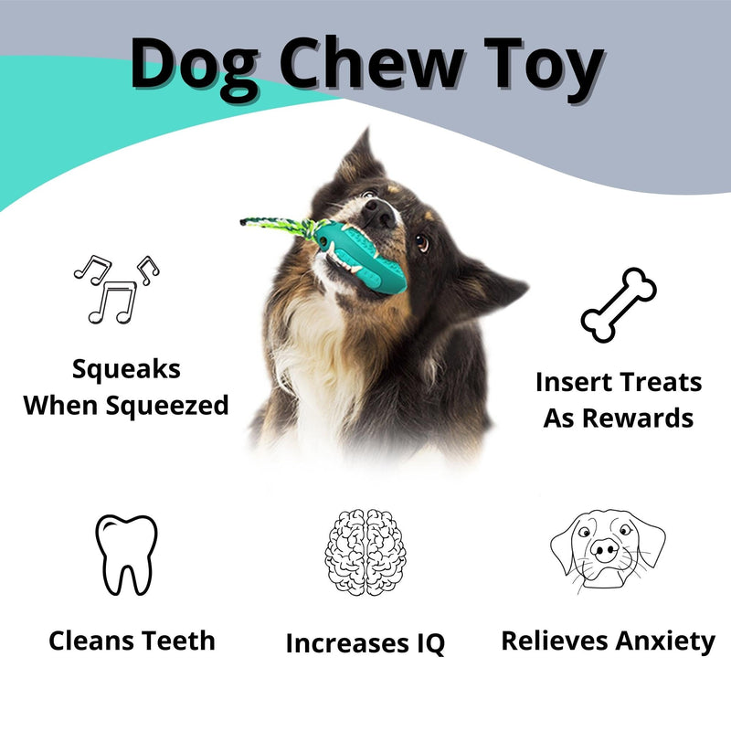 Pet Dog Squeak Chew Toy - Green Rugby