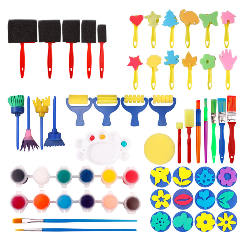 50PCs Kids Painting Sponge Brush Art Tools Set