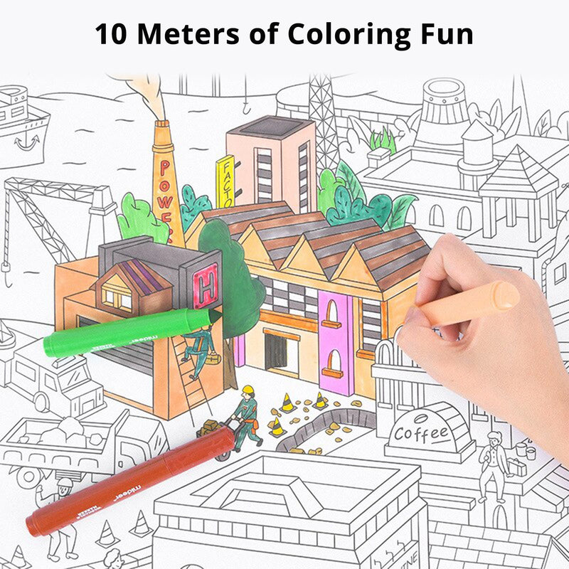 10m Coloring Paper Roll For Kids- City