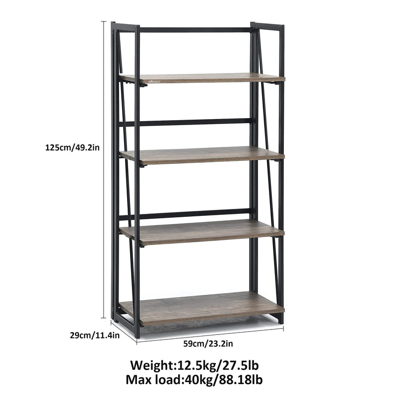 Four Tier Folding Bookshelf Display Rack 125cm x 59cm