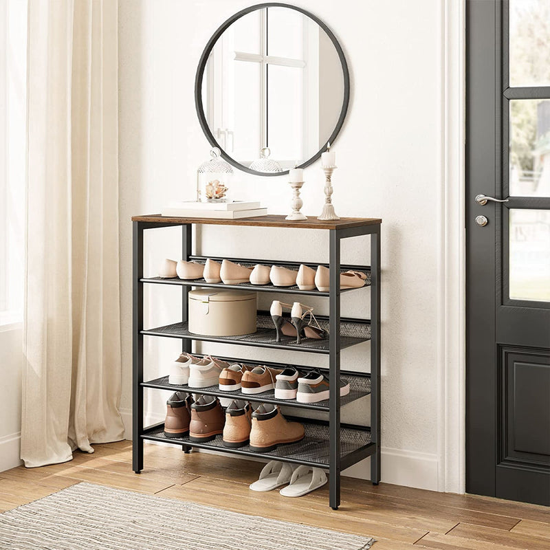 5 Tier Metal Mesh Shoe Rack Storage Shelf