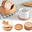 6Pcs Beechwood Coasters With Holder Set