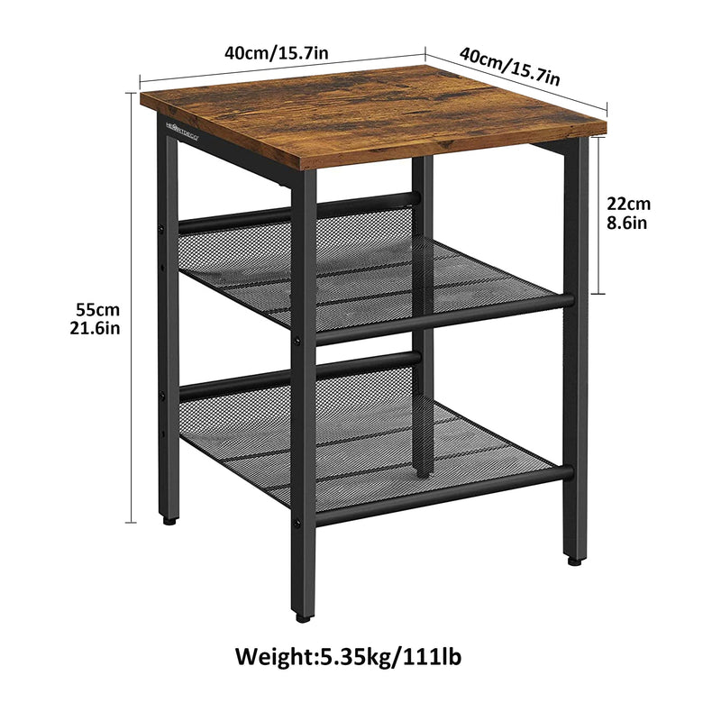 Industrial Style 3 Tier Side Table End Table Nightstand