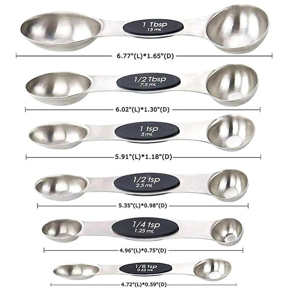 6Pcs Magnetic Stackable Dual Side Measuring Spoons