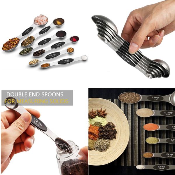 6Pcs Magnetic Stackable Dual Side Measuring Spoons