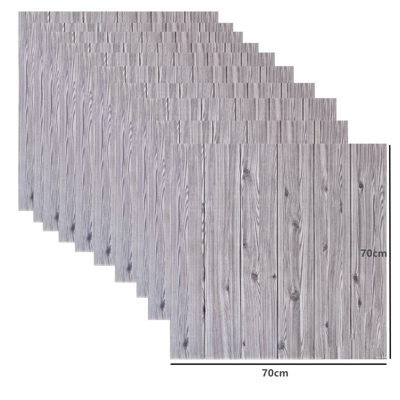 10Pcs Self-Adhesive 3D Foam Wallpaper Panel - Wood Grain (Gauteng Delivery Only)