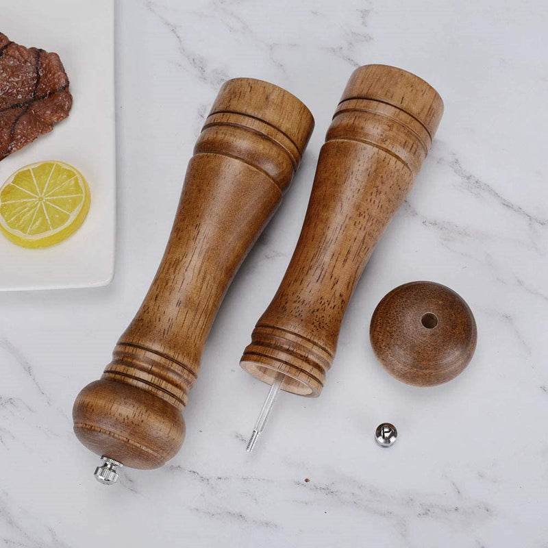 Oak Wood 10" Manual Pepper Grinders Mills Set