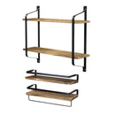 Rustic Solid Wood Wall Mount Floating Shelves Set