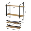 Rustic Solid Wood Wall Mount Floating Shelves Set