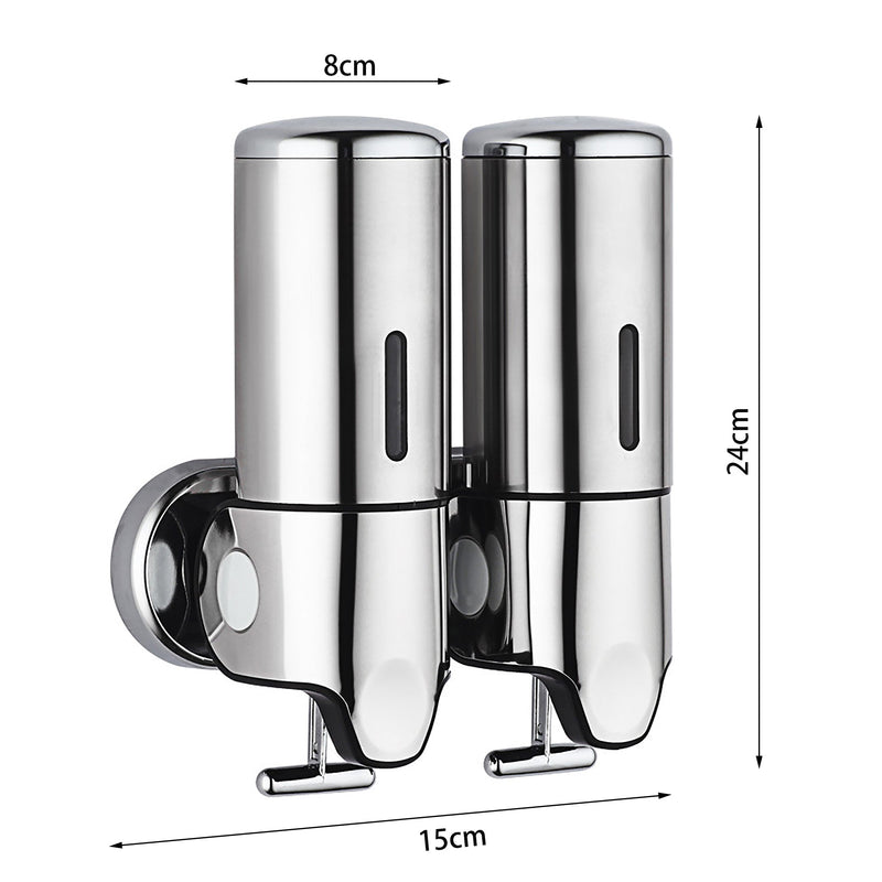 Wall Mount Twin Soap Shampoo Dispenser Set