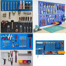 2Pcs Large Wall Mounted Steel Pegboard Panels & 10 Hooks Set