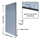 2Pcs Large Wall Mounted Steel Pegboard Panels & 10 Hooks Set