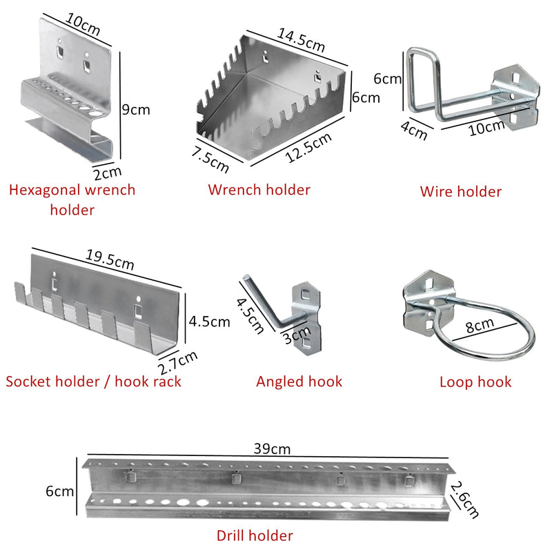 17Pcs Steel Pegboard Hooks Accessory Set