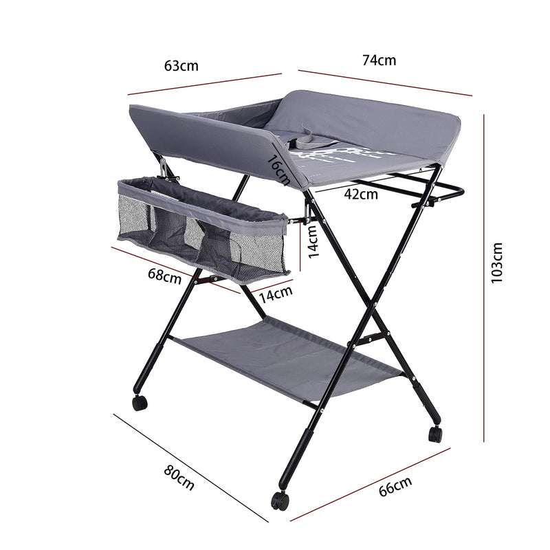 Folding Baby Changing Table Diaper Station with Wheels