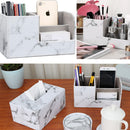 PU Marble Pattern Napkin Tissue Box & Desk Organizer Set