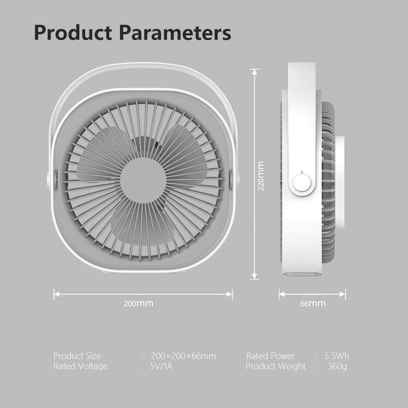 Ultra Silent Rechargeable Cordless 6 Inch Desk Fan