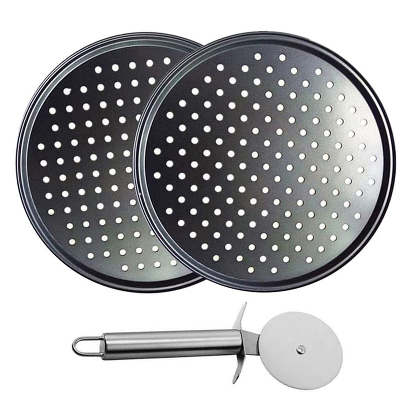 2Pc 32cm Nonstick Pizza Pan & Cutter Set