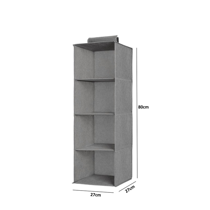 2Pcs Collapsible 4 Tier Closet Hanging Organizer