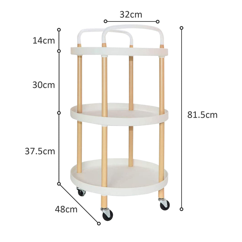 3 Tier Rolling Cart Storage Trolley