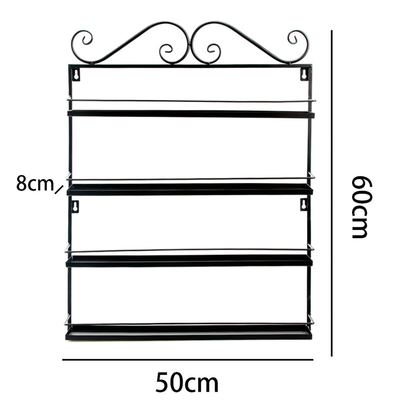 4-Tier Mounted Iron Wire Herb Spice Rack