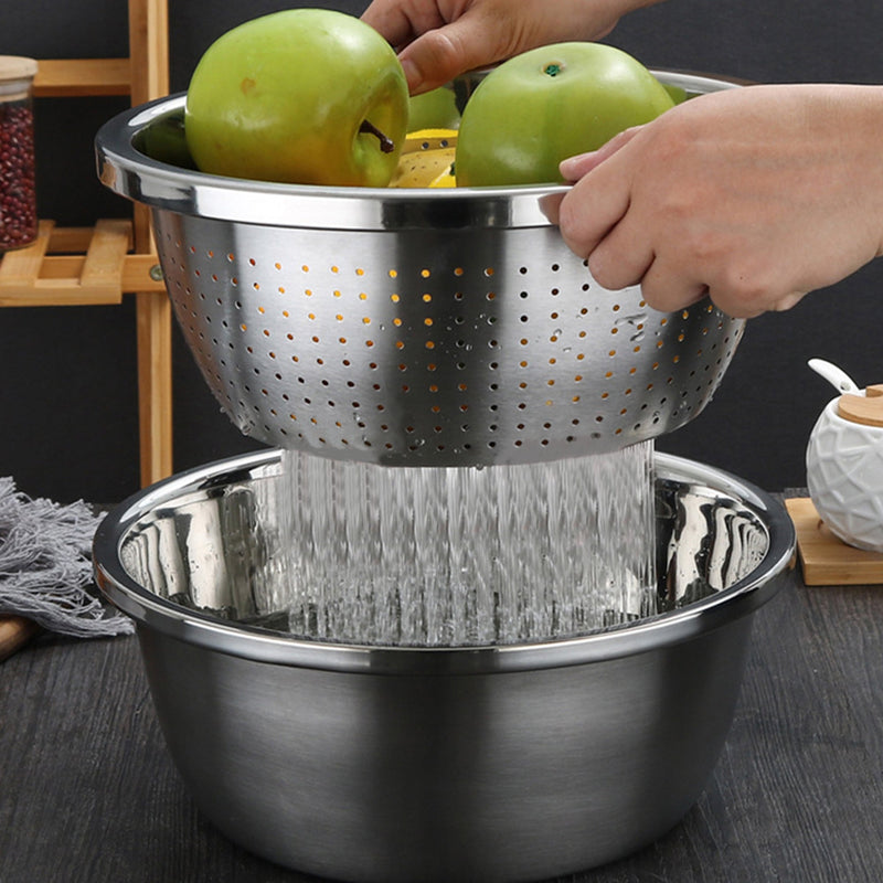 3Pcs Strainer Colander Mixing Bowl Set