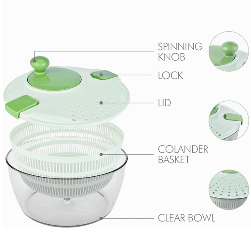 Salad Spinner Bowl Colander & 3in1 Tong Set