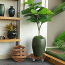 2Pcs Wooden Plant Caddy Trolley Roller