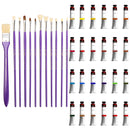 12 Pcs Art Brush & 24 Colors Oil Paint Set