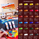 12 Pcs Art Brush & 24 Colors Oil Paint Set