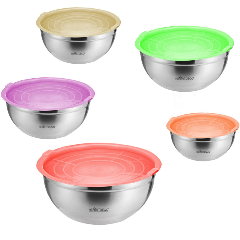 Stainless Steel Mixing Bowl Set of 5 With Lids