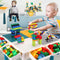 Kids Playing Table with 2 Chairs & 255 Pcs Building Blocks Set