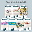 Kids Playing Table with 2 Chairs & 255 Pcs Building Blocks Set