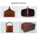 2PCs PU Leather Magazine Holder Basket - Brown Croc