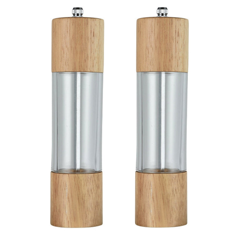 Acrylic Wood Salt Pepper Manual Grinder Mill 2Pcs Set