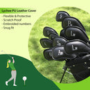 PU Leather Golf Club Iron Head Cover Set -12Pcs -Black