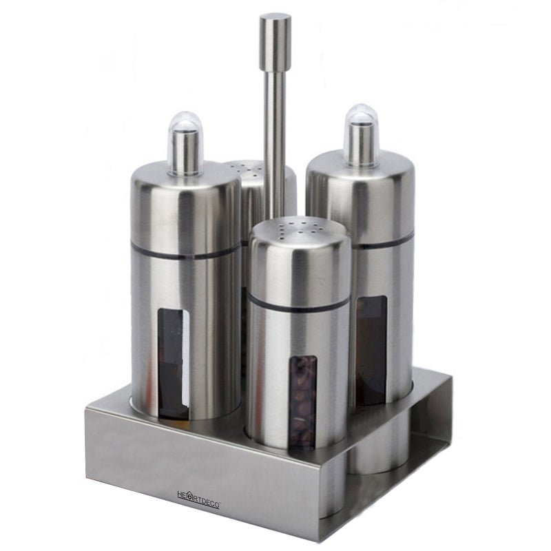 Acrylic Stainless Steel Cruet Condiment Server Set