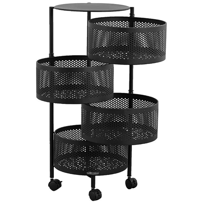 4 Tier Rotatable Mobile Metal Storage Rack