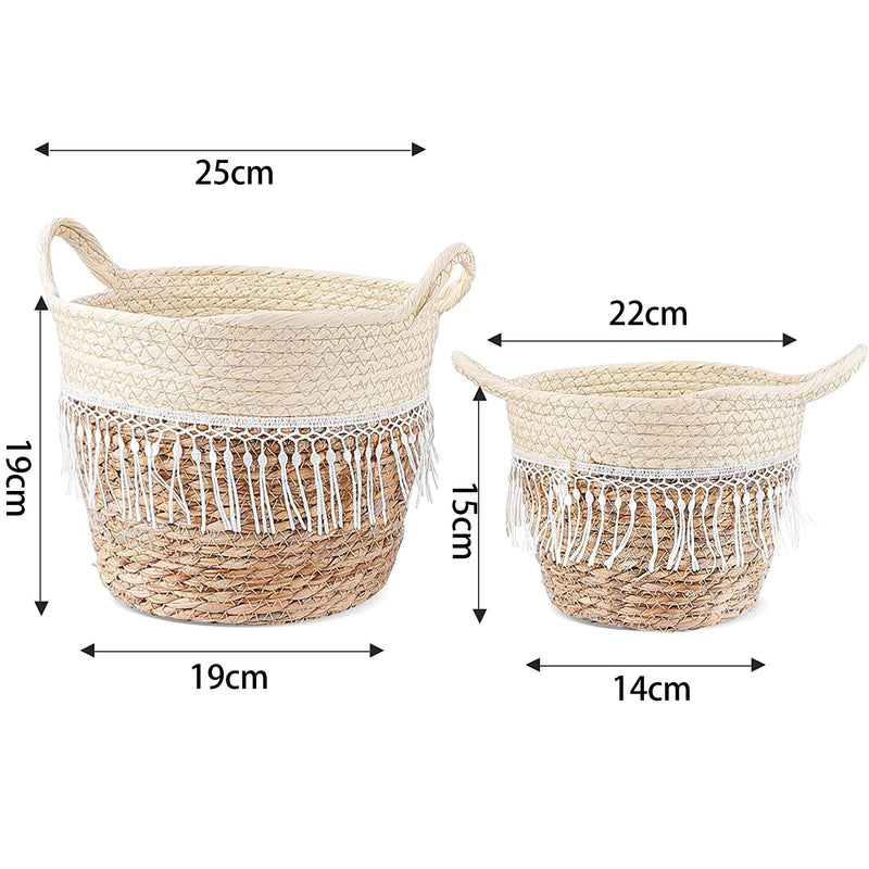 Woven Decorative Flower Plant Basket Set - 2 Piece