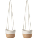 Woven Cotton Rope Hanging Plant Basket - Set of 2