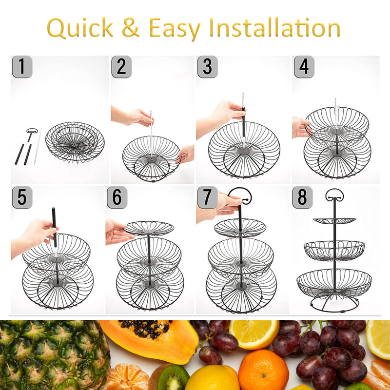 3 Tier Iron Countertop Fruit Basket