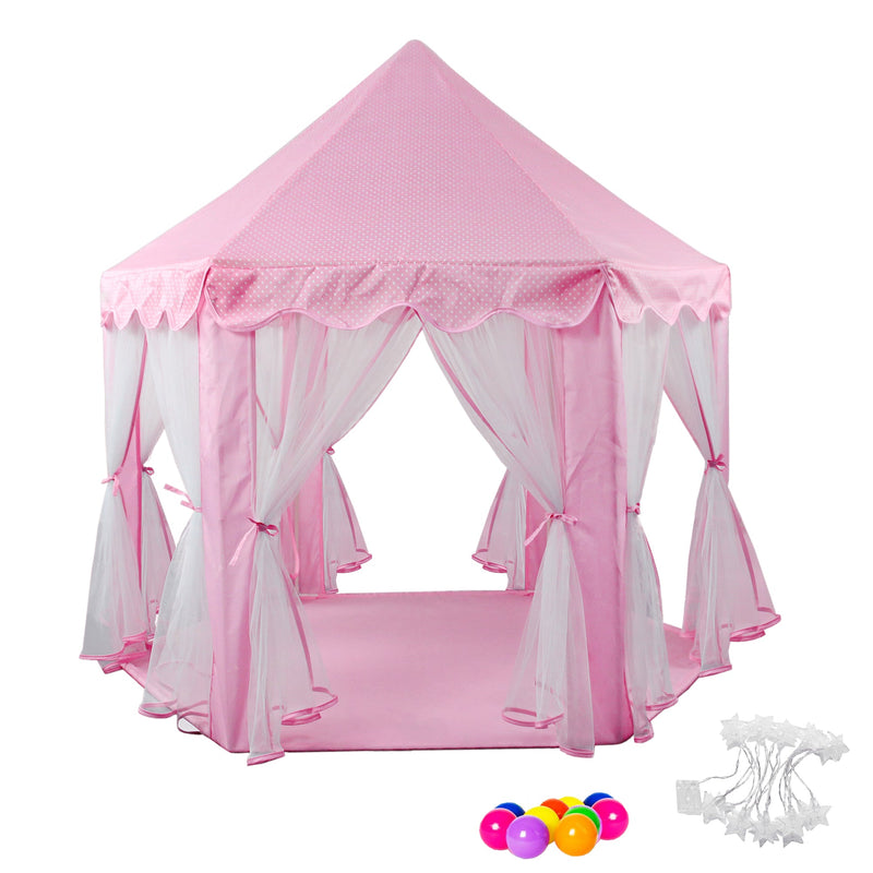 Kids Playing Castle Tent Playhouse with LED Light String